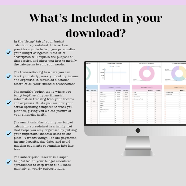 The Supreme Budget Calculator With Smart Calendar Instant Download