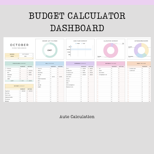 The Supreme Budget Calculator With Smart Calendar Instant Download
