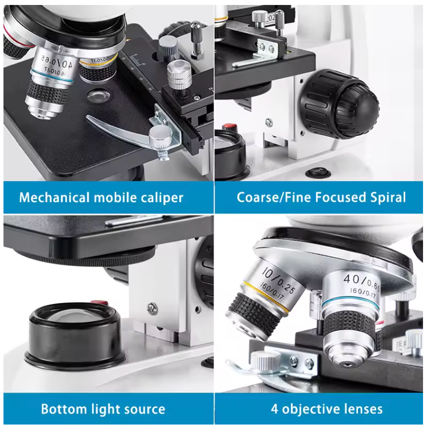 40X-5000X Professional Optical Biological Microscope for Adult, Child, Student, Home, School or Laboratory. Complete with glass slides.