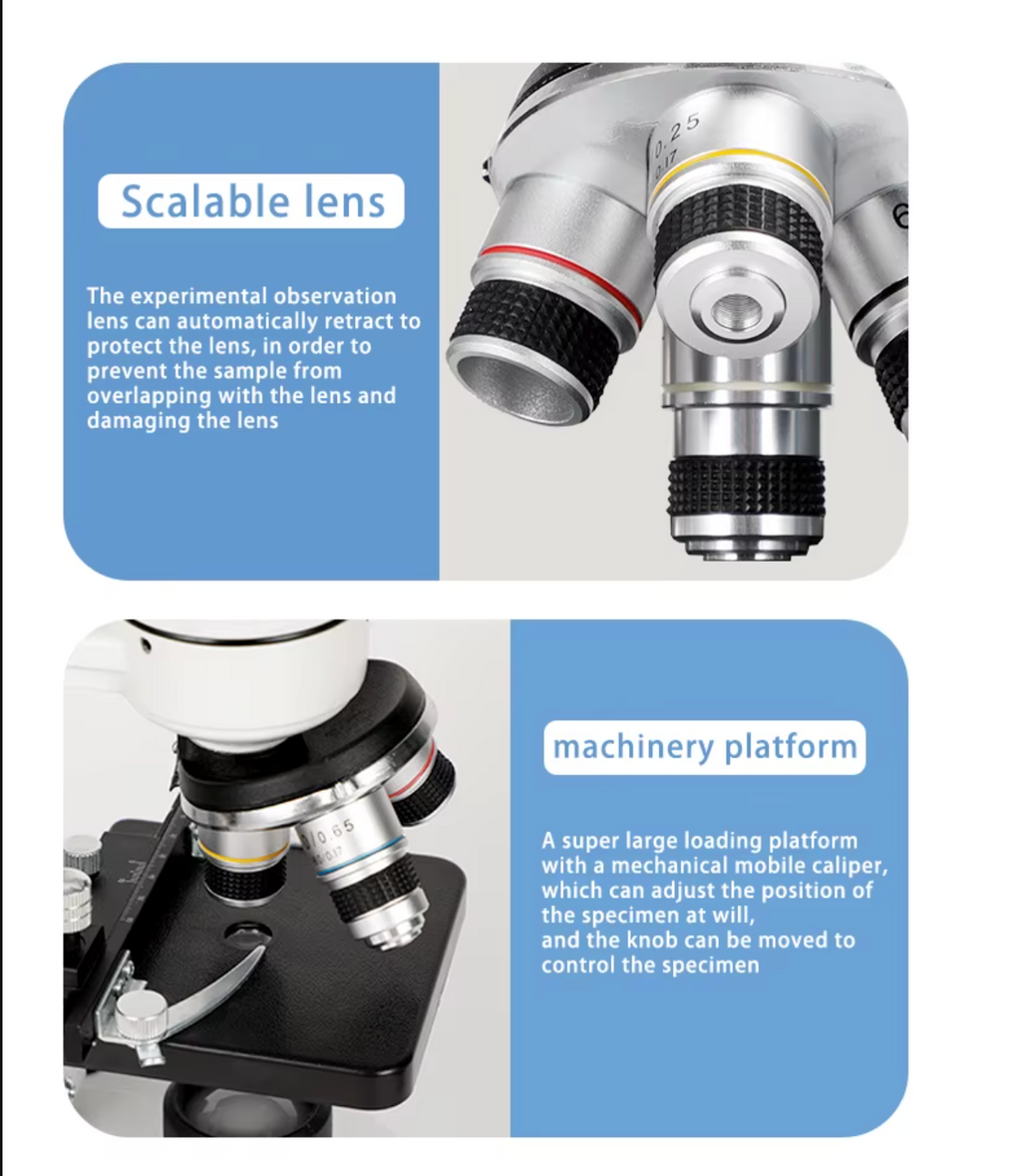 40X-5000X Professional Optical Biological Microscope for Adult, Child, Student, Home, School or Laboratory. Complete with glass slides.
