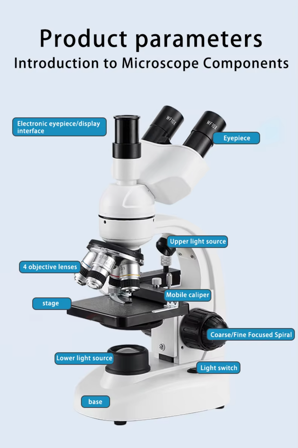 40X-5000X Professional Optical Biological Microscope for Adult, Child, Student, Home, School or Laboratory. Complete with glass slides.
