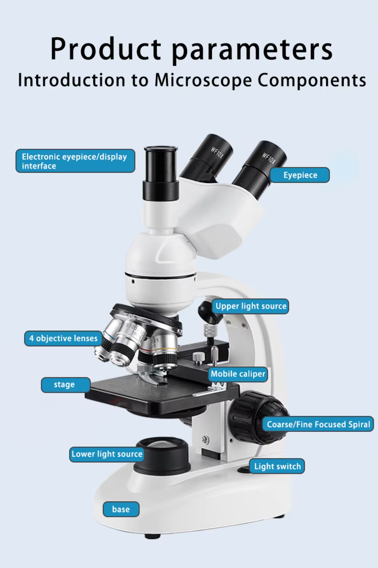 40X-5000X Professional Optical Biological Microscope for Adult, Child, Student, Home, School or Laboratory. Complete with glass slides.